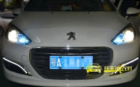 标致308 车灯改装 原厂Q5小糸双光透镜，欧司朗D1S灯泡，法雷奥安定器