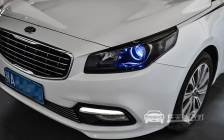 起亚K4 车灯改装小糸Q5双光透镜、欧司朗D1S 4300k氙气灯泡、澳兹姆D1S安定器
