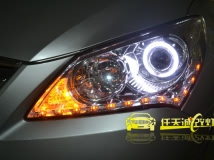 现代悦动 改装奥迪Q5双光透镜 韩版双色泪眼 白色天使眼