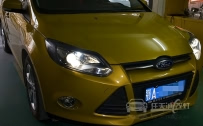 福特新福克斯 大灯改装ST灯碗装饰罩、Q5小糸透镜、全新飞利浦D1S灯泡、欧司朗安定器