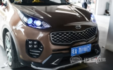 起亚KX5 车灯改装澳兹姆D2H双光透镜套装、蓝色恶魔眼