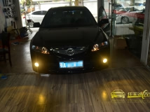 武汉马自达6改装奥迪Q5双光透镜,奥迪安定器,4300K欧司朗D1S灯泡,黄金眼雾灯,马6改灯