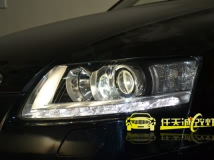 奥迪A4 改装龙鼎LED泪眼双光透镜氙气灯大灯总成