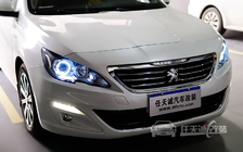 标致408车灯改装任天诚定制钻石版双光透镜、飞利浦XV 4800K 氙气灯泡、光导天使眼