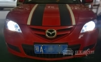 马自达3 车灯改装Q5原厂双光透镜、进口飞利浦D1S全新灯泡、仿宝马光导天使眼