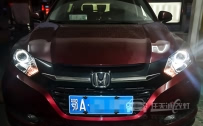 本田缤智 车灯改装14款欧标Q5双光透镜、全新飞利浦D1S灯泡、白色光导天使眼