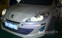 标致408 车灯改装原厂Q5双光透镜、全新飞利浦D1S氙气灯泡、法雷奥安定器、LED泪眼